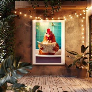 Funny Chicken Bathroom Wall Art – Quirky Animal Print, Perfect Gift Idea – Ideal for chicken lovers, farmhouse decor fans, bathrooms