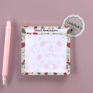 Strawberry 4x4 Memo Pad, Small Reminders Notepad, Gift for Planner Lovers