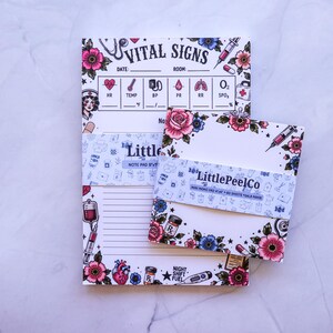 Vintage Vital Signs Notepad Set, Medical Notepad Bundle, Nurse Desk Stationery
