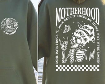 Motherhood Hoodie Skeleton Mom Hoodie Funny Mom Gift Cozy Mom Hoodie Graphic Hoodie Mothers Day Gift Cool Mom Hoodie