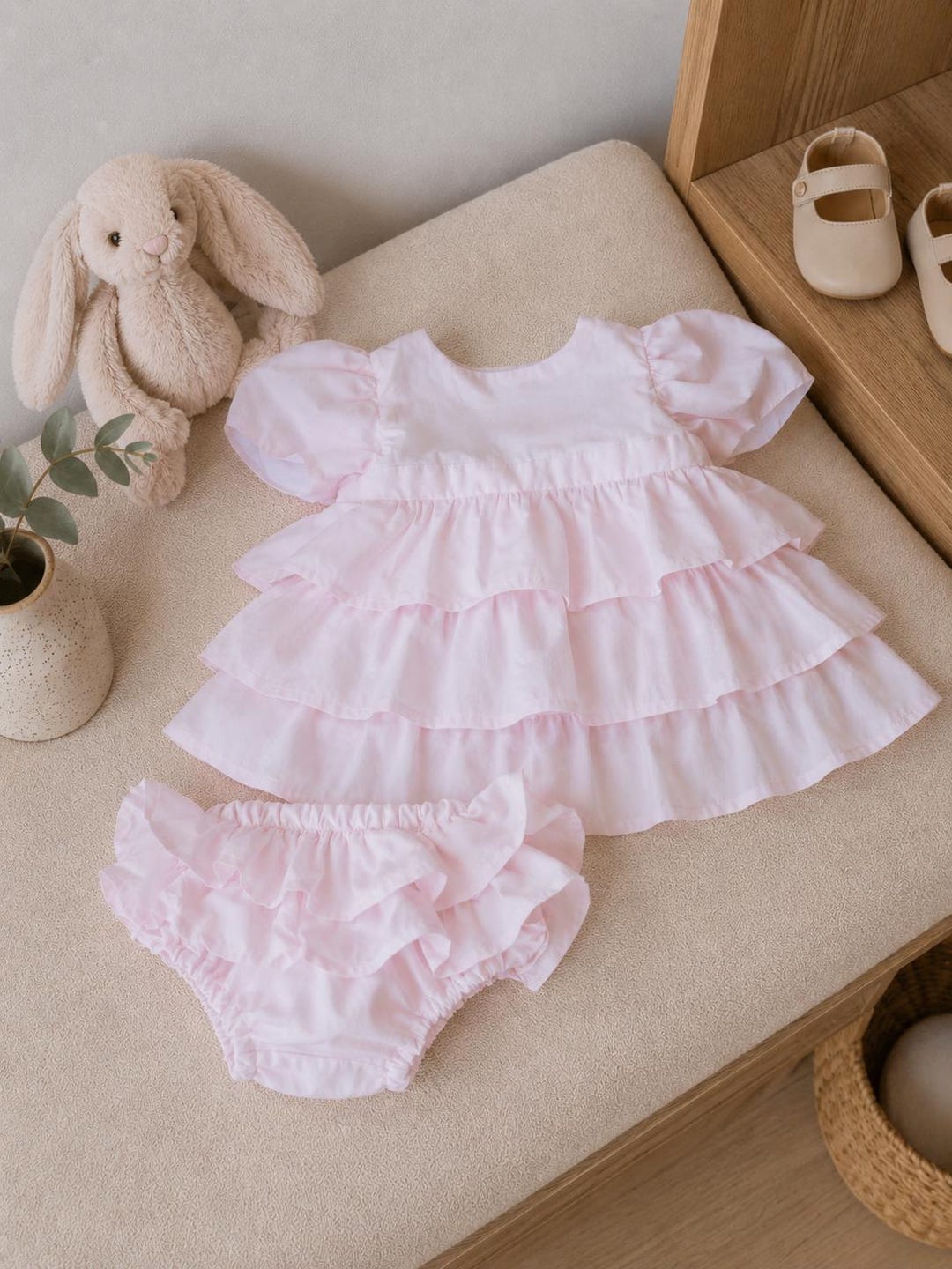 Pink Baby Ruffle Dress and Bloomer Set | Handmade Boutique Outfit ...