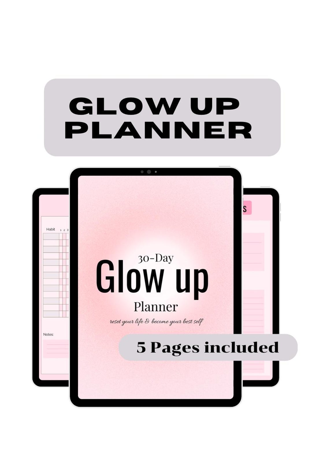Glow up Planner Printable | 30 Day Glow up Challenge | Self Improvement ...