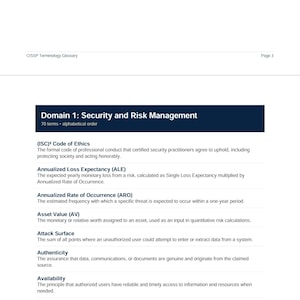 Guía de estudio CISSP / Glosario de 500 términos de ciberseguridad en PDF / Definiciones para la preparación del examen de seguridad de la información / Descarga digital