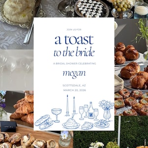Invito per addio al nubilato "Un brindisi alla sposa": modello Canva modificabile, tema pane e burro (download immediato)