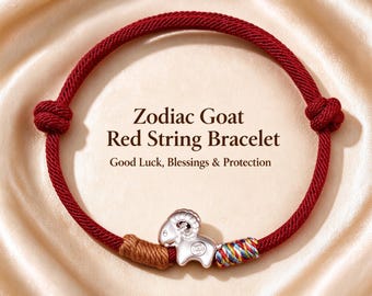999 Silver Goat Red String Bracelet, Chinese Zodiac Ram Charm, Year of the Goat Bracelet, Adjustable Red Cord, Good Luck Protection Jewelry