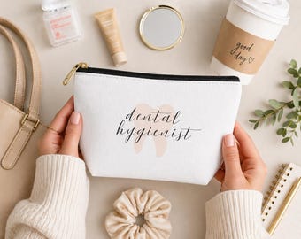 Dental Hygienist Pouch, Cosmetic Bag for RDH, Floss Makeup Organizer, Cute Dental Gift, Travel Toiletry Bag, Zipper Pouch, Work Essentials
