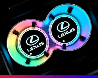 Ekskluzywna podstawka pod kubek Lexus z 7-kolorowym podświetleniem LED, podkładka pod kubek z inteligentnym czujnikiem RGB, 1 para akcesoriów do wnętrza samochodu Lexus