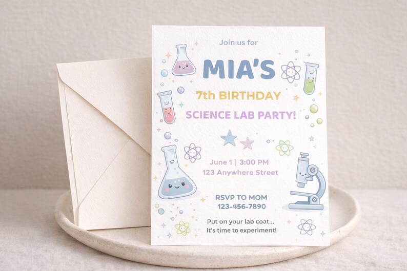 Editable Science Lab Birthday Invitation | Kids Chemistry Party ...