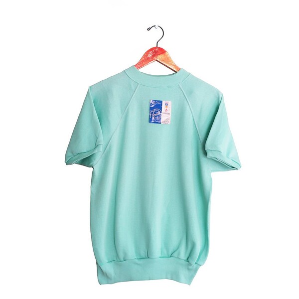vintage sweatshirt / raglan sweatshirt / seafoam sweatshirt / 1980s seafoam green deadstock sweatshirt Medium