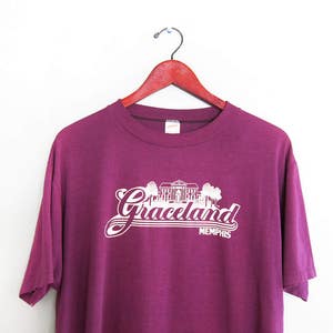 vintage t shirt / Elvis Presley / Graceland / 1970s thin purple Graceland Memphis Elvis t shirt Large