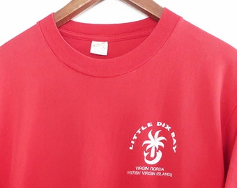vintage dolphin shirt / palm tree shirt / 1980s Little Dix Bay Virgin Islands souvenir Sportswear t shirt Large