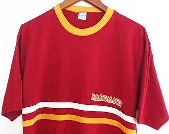 Harvard t shirt / Champion t shirt / 1970s Harvard striped Champion Blue Bar t shirt Large