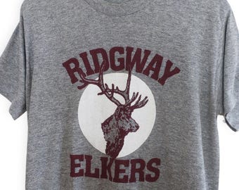 Elks t shirt / 70s t shirt / 1970s Ridgway Elks tri blend heather grey shirt Medium