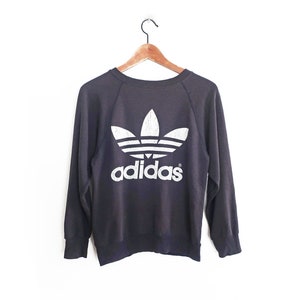 Vintage Adidas Sweatshirt / 80s Sweatshirt / 1980s Faded Black Etsy