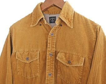vintage corduroy shirt / 60s shirt / 1960s Towncraft camel corduroy long sleeve button up shirt Small