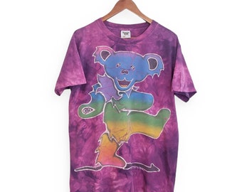 Grateful Dead shirt / Dancing Bear shirt / 1990s Grateful Dead tie dye Dancing Bear double sided band t shirt Large