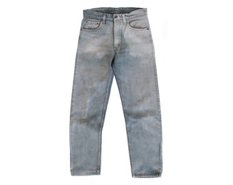 distressed Levis / Levis 505 / sun faded jeans / 1980s Levis 505 sun faded black and grey straight leg jeans 29