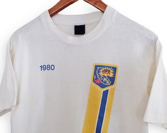 vintage California shirt / Military Academy shirt / 1980s California Military Academy white cotton t shirt Medium