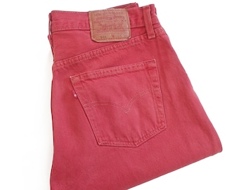 vintage Levis 501 / Levis jeans / 2000 Levis 501 red over dyed straight leg button fly jeans 32