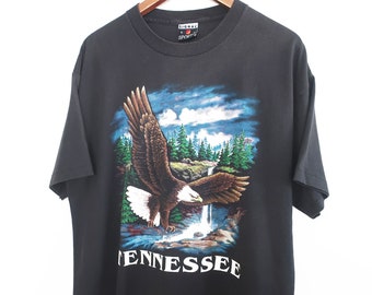 vintage eagle shirt / Tennessee shirt / 1980s Tennessee bald eagle black single stitch t shirt Large