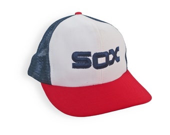 Gorra vintage de los White Sox / Gorra snapback de los White Sox / Gorra snapback de malla con parte inferior verde de los Chicago White Sox de los años 80