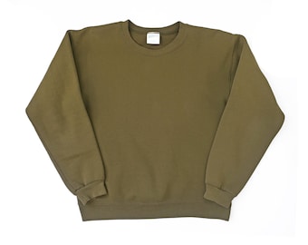 sun faded sweatshirt / 90s sweatshirt / 1990s Cheetah olive green sun faded crew neck sweatshirt Small