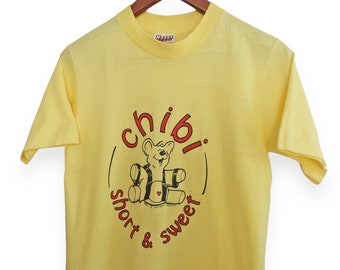 t-shirt vintage / t-shirt des années 70 / Short Chibi des années 1970 et créations Sweet Sansei Japon Hanes Beefy T XS