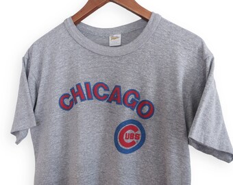 vintage Chicago Cubs / 80s Cubs shirt / 1980s Chicago Cubs heather grey single stitch t shirt Medium