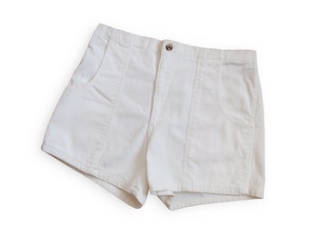 vintage shorts / corduroy shorts / 1980s white elastic waist OP style corduroy shorts XL