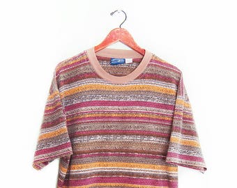 vintage t shirt / striped t shirt / oversize t shirt / 1980s tribal striped OP surf t shirt baggy t shirt Medium