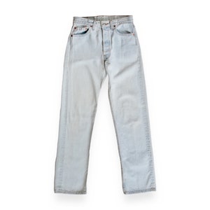 vintage Levis 501 / distressed jeans / 1990s Levis 501 faded light wash denim straight leg high waist jeans 27 image 2