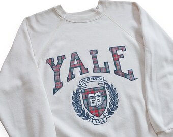 vintage Yale sweatshirt / college sweatshirt / 1990s Yale University college crest raglan sweatshirt Large