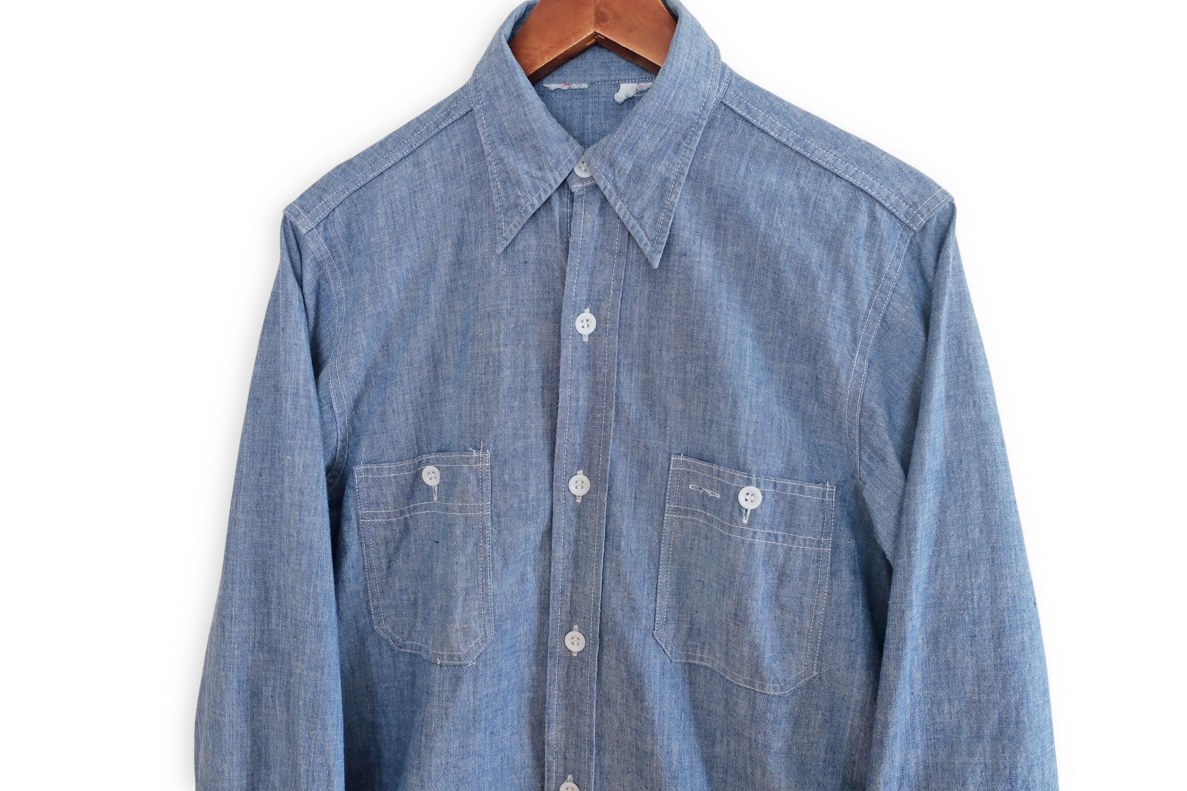 Navy Chambray Shirt - Etsy Canada