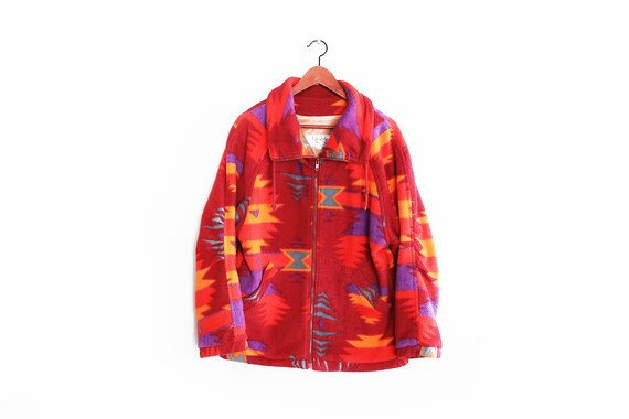 vintage jacket / navajo fleece / 90s fleece jacket