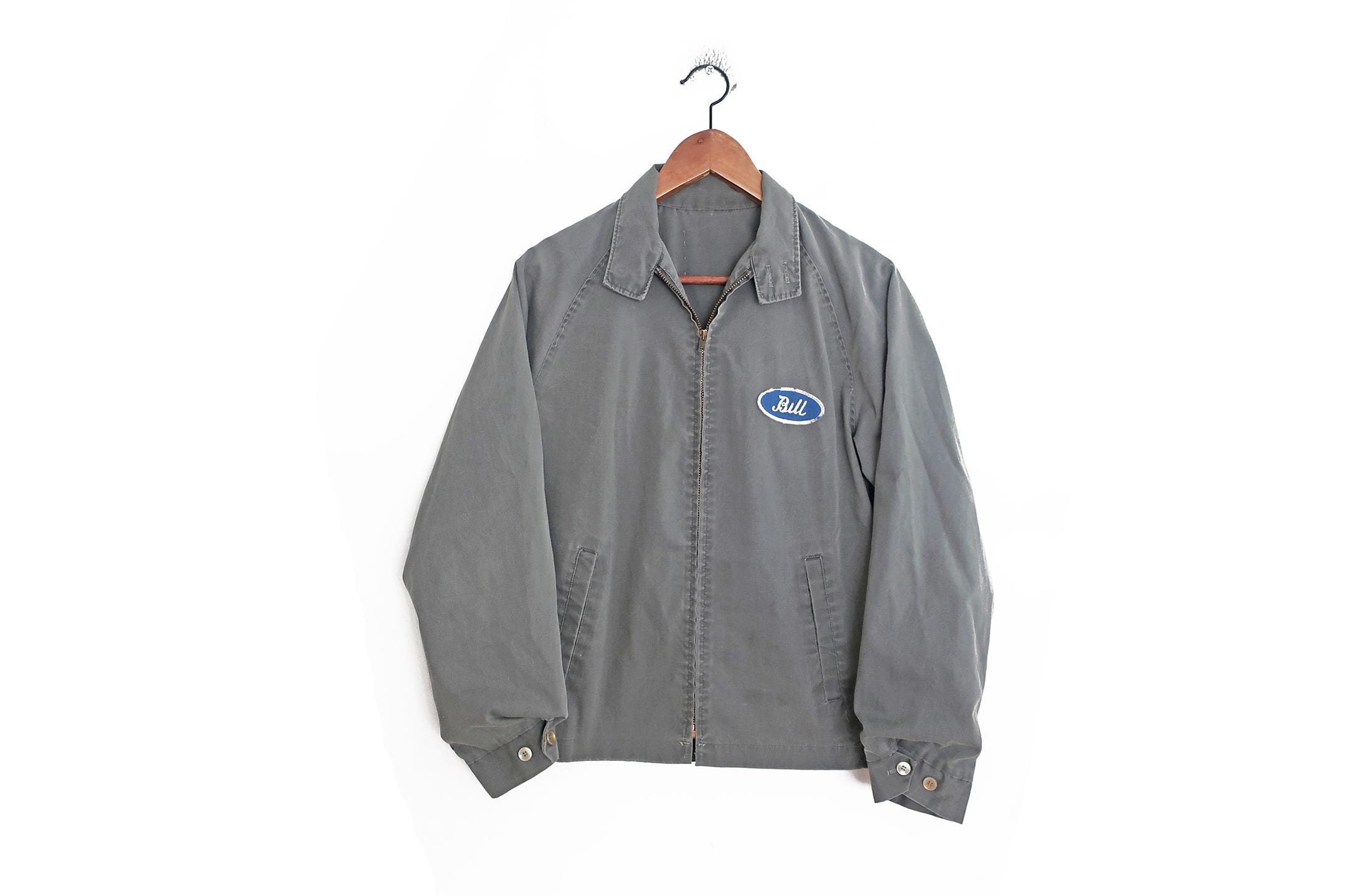 Vintage Jacket / 60s Work Jacket / 1960s Grey Harrington Zip