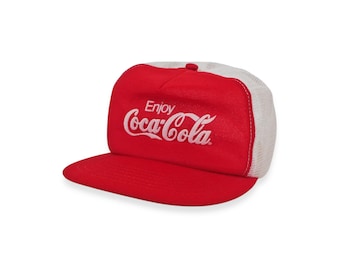 vintage Coke hat / Coca Cola hat / 1980s Enjoy Coca Cola Classic red snapback mesh trucker hat cap