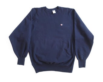 1990s Vintage CHAMPION REVERSE WEAVE Sweatshirt Navy Blue Crewneck