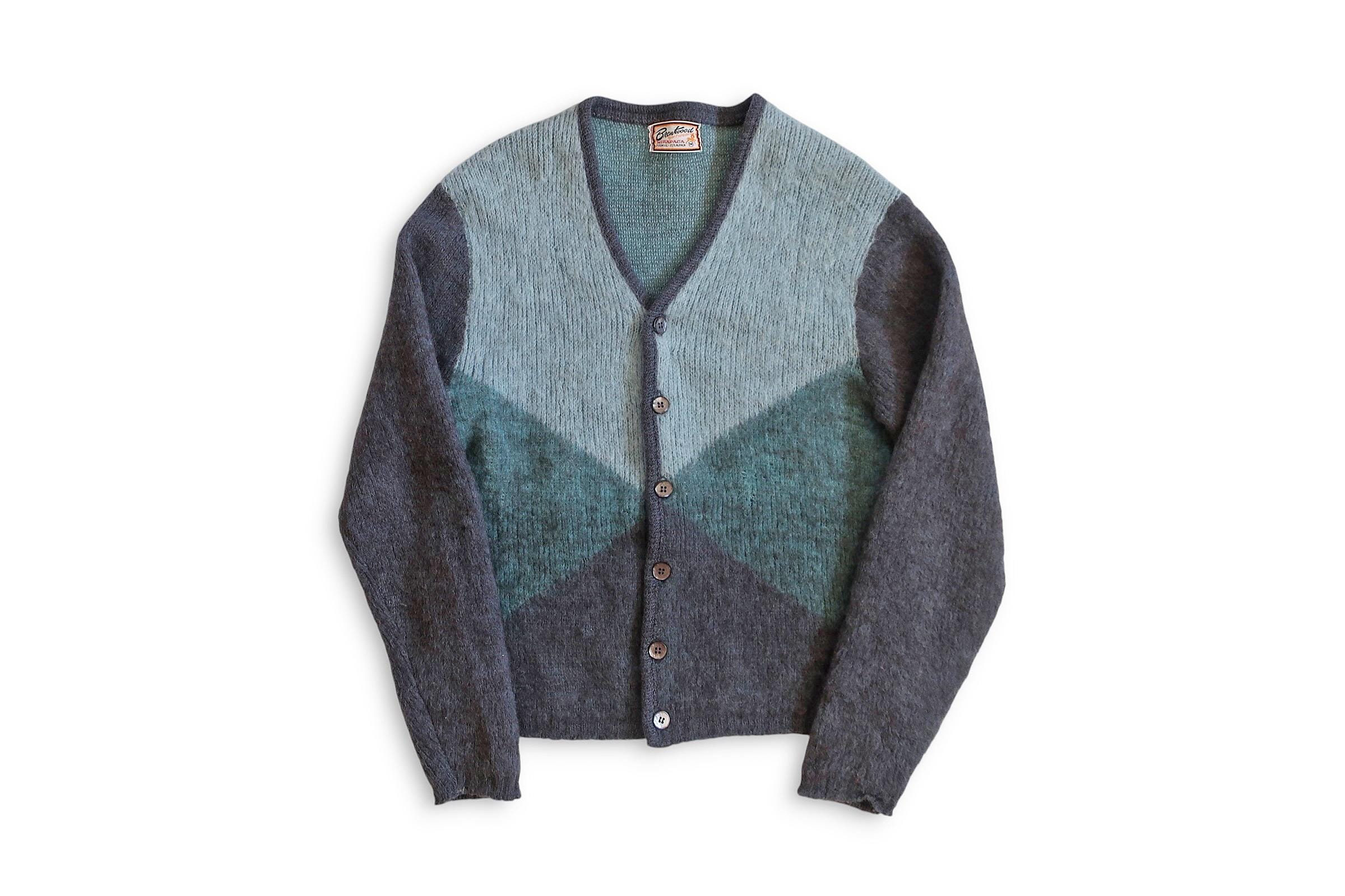 カーディガン Vintage cardigan 'Mohair' argyle Salt City Wearhouse | 60s Argyle Brown/Orange/Turquoise Mohair