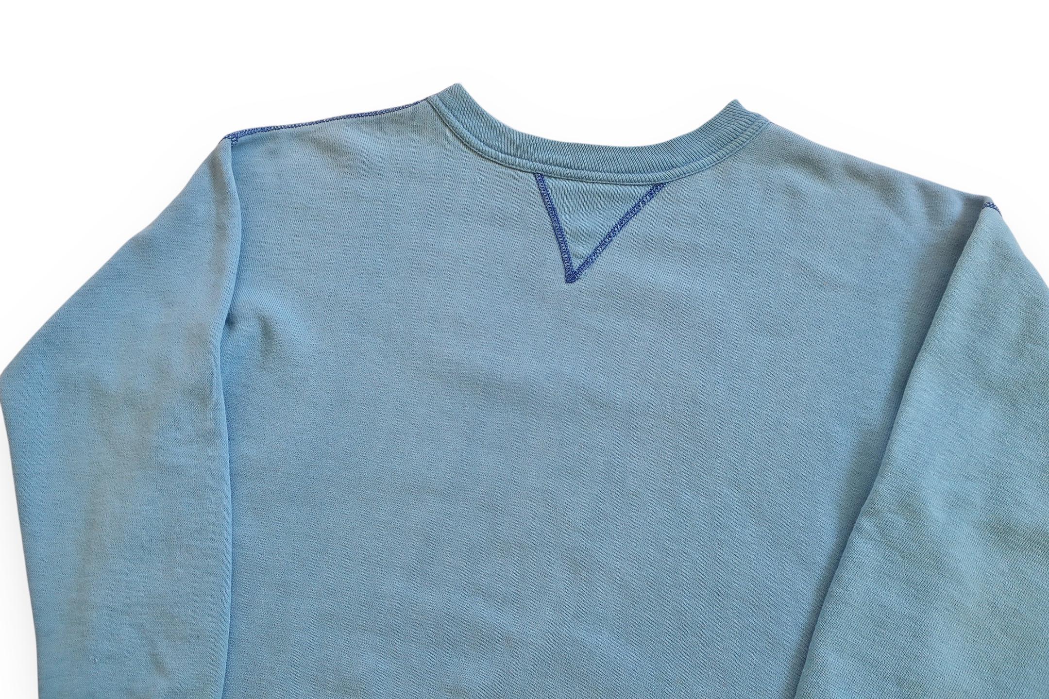 Vintage Sweatshirt / 50s Sweatshirt / 1950s Light Blue V Stitch