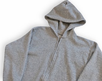 zip up hoodie / grey sweatshirt / 1980s heather grey zip up hoodie blank sweatshirt XS