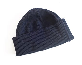 USN Watch Cap / Vintage Navy Beanie / 1960s USN Wool Knit Watch