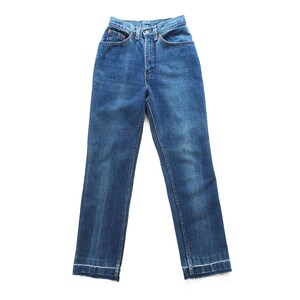 vintage Levis 501 / high waist jeans / 1980s Levis 501 raw hem dark wash high waist jeans 26 image 2