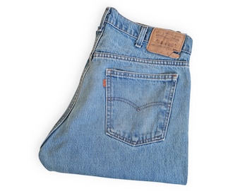 vintage Levis / Levis 505 / 1980s Levis 505 orangefarbene gerade Beine High Waist Jeans Denim 34