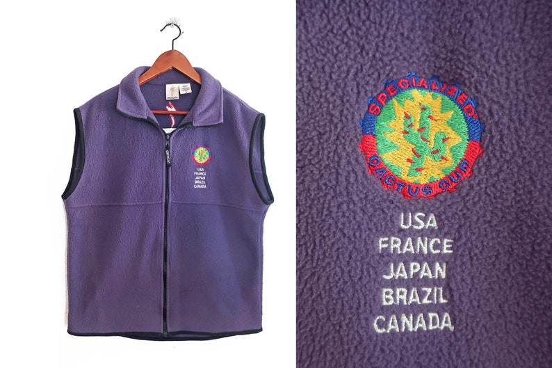 Gilet polaire des années 90 / Vélos spécialisés / 1990s Specialized Cactus Cup Mountain Bike Cycling violet polaire zip up gilet Medium image 1