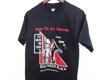 vintage Jazz shirt / Kansas City shirt / 1990s Bacardi Kansas City Jazz Lovers Pub Crawl Screen Stars Small