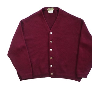 vintage cardigan / baggy cardigan / 1960s burgundy wool knit oversize grandpa Kurt Cobain cardigan XXL image 2