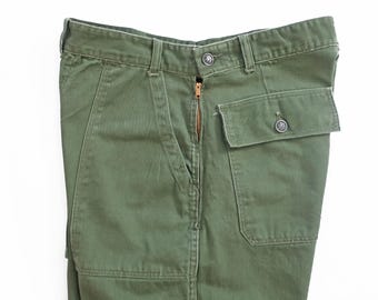 Vintage Army Pants / 50s OG 107 / 1950s 13 Star OG 107 Baumwollsatin seitlicher Reißverschluss 32