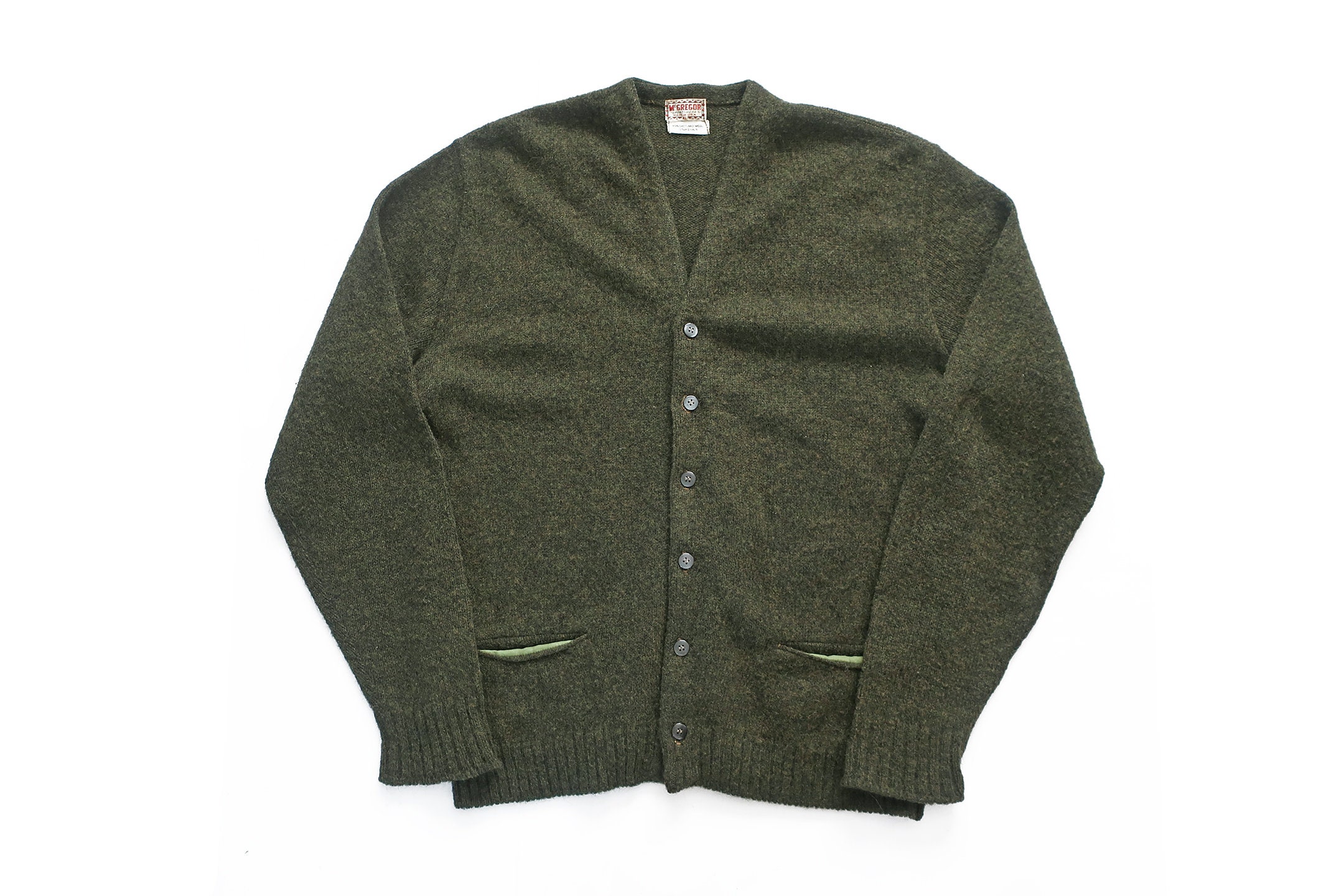 Vintage Cardigan / Mohair Cardigan / 1960s Mcgregor Fuzzy Green