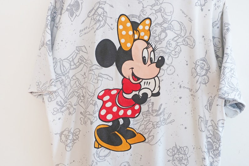 vintage t shirt Minnie Mouse shirt 90s Disney tee 1990s Minnie Mouse all over print Disney Originals t shirt Large