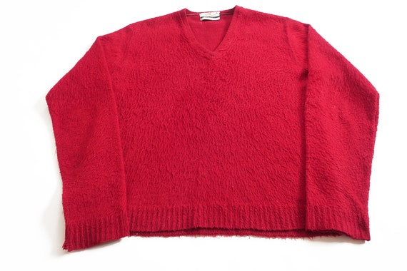 mohair sweater / fuzzy sweater / 60s burgundy moh… - image 2